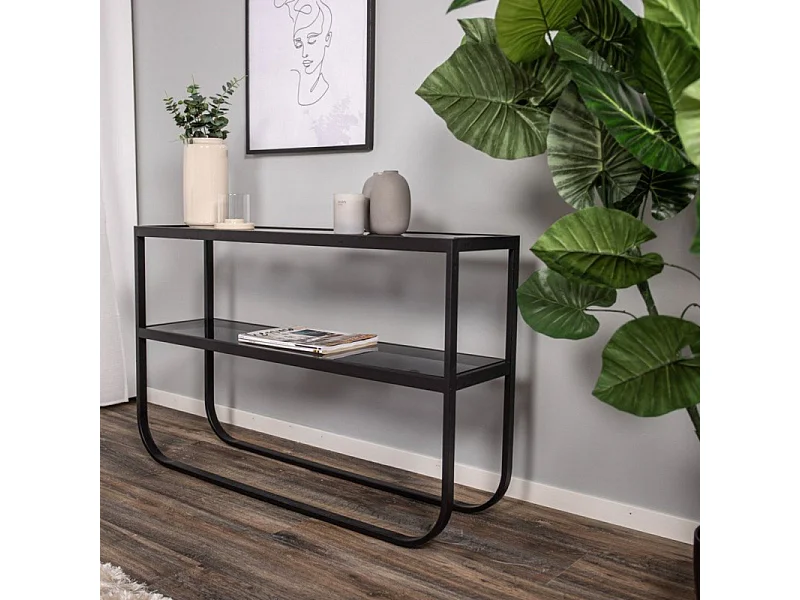 Console Design en Verre "Rocker" 110cm Noir