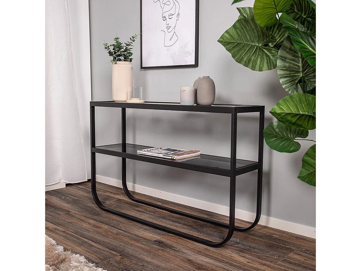Console Design en Verre "Rocker" 110cm Noir