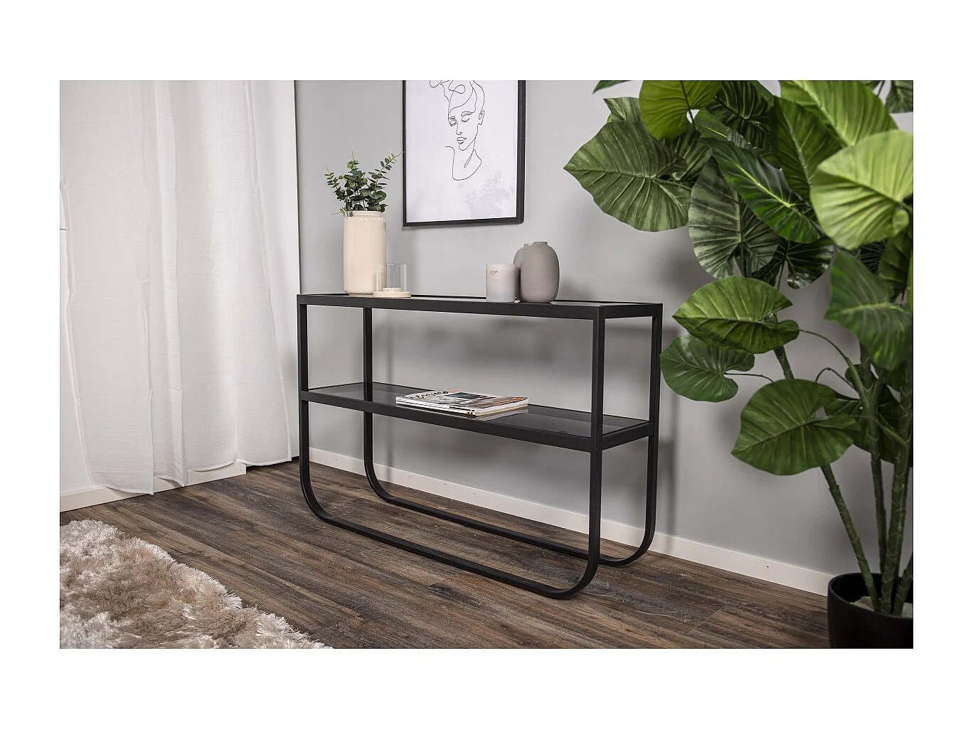 Console Design en Verre "Rocker" 110cm Noir