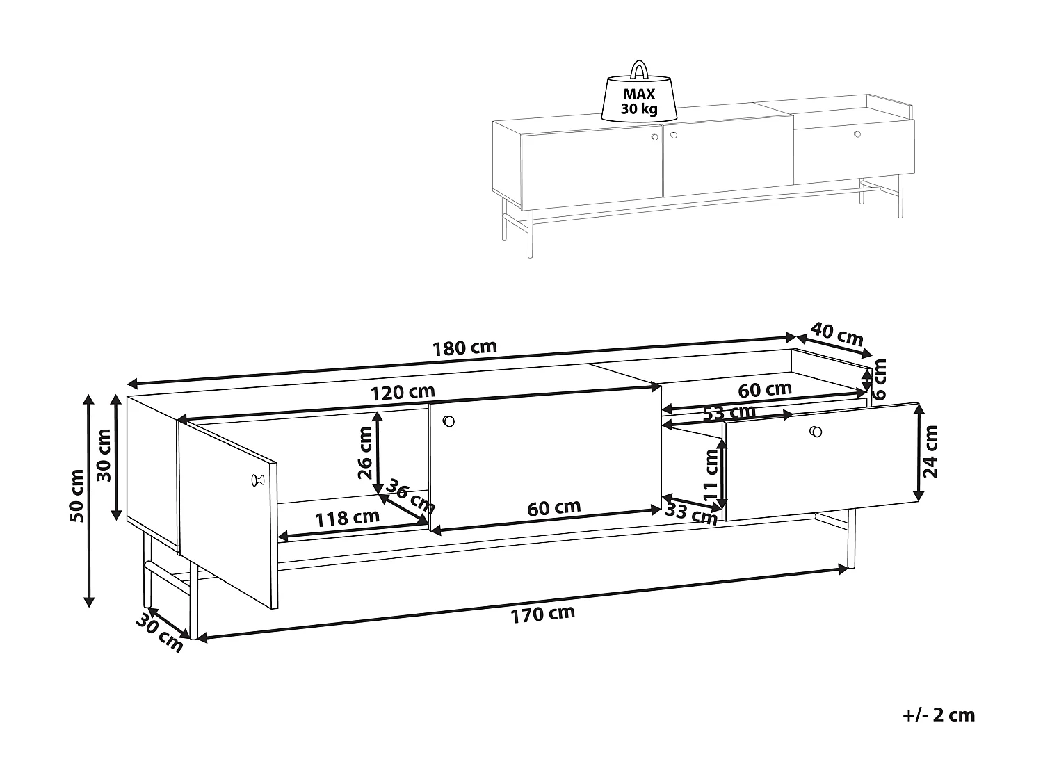 Meuble TV LISMORE Marron foncé