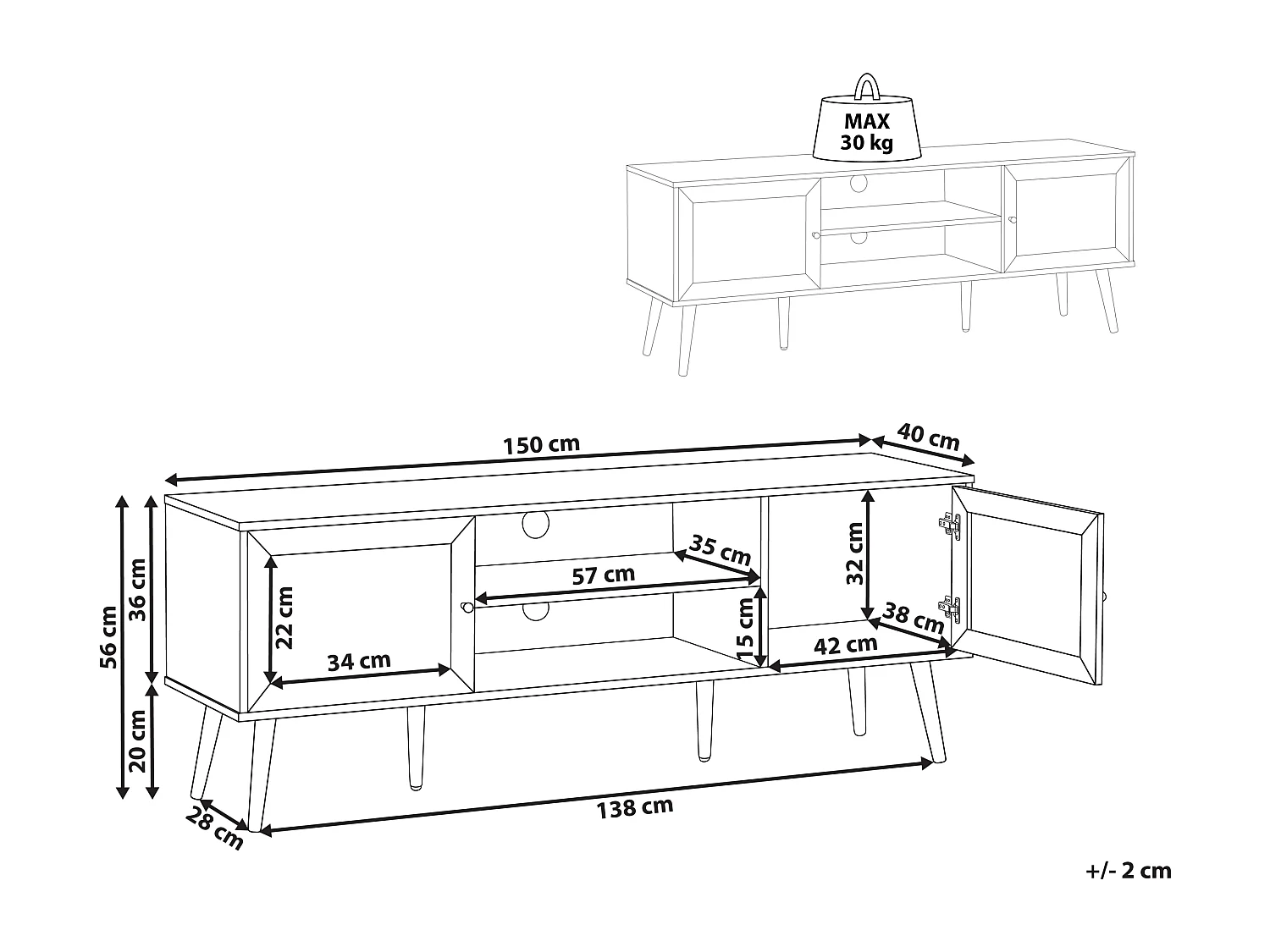 TV-meubel ALBANY Lichtbruin