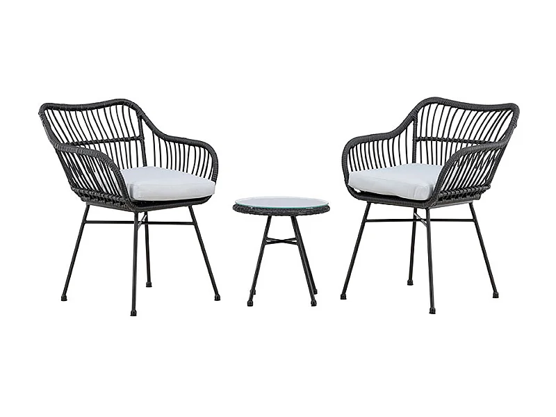 Viga lounge set 2 stoelen, 1 klein bijzettafel zwart.