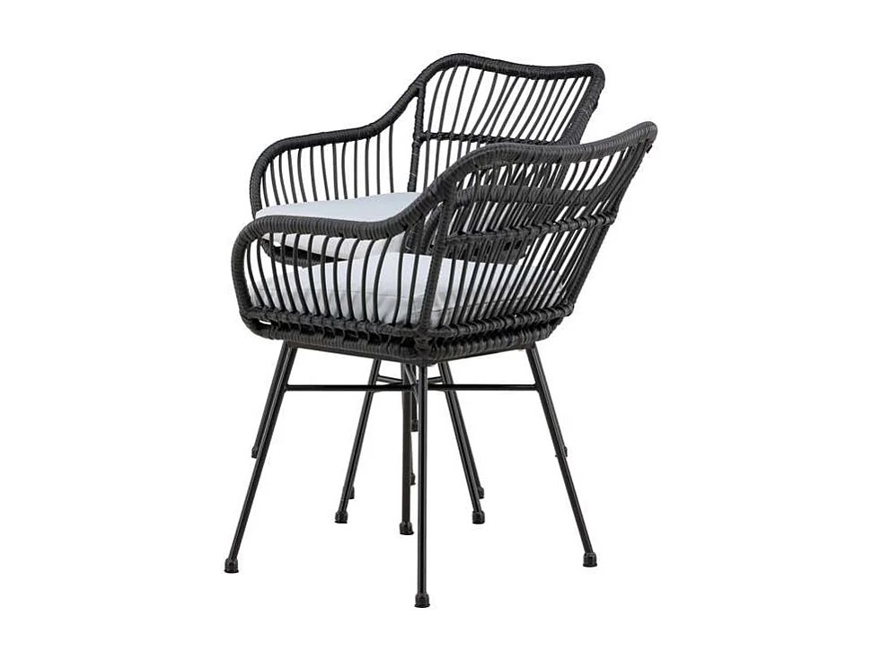 Viga Loungeset 2 Stühle, 1 kleiner Beistelltisch schwarz.