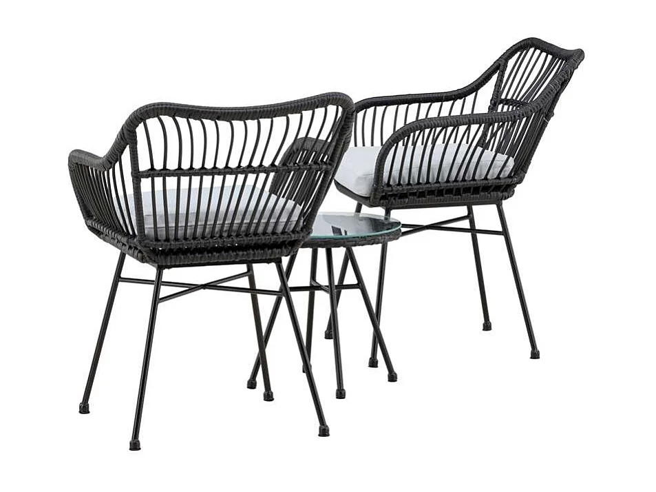 Viga lounge set 2 stoelen, 1 klein bijzettafel zwart.