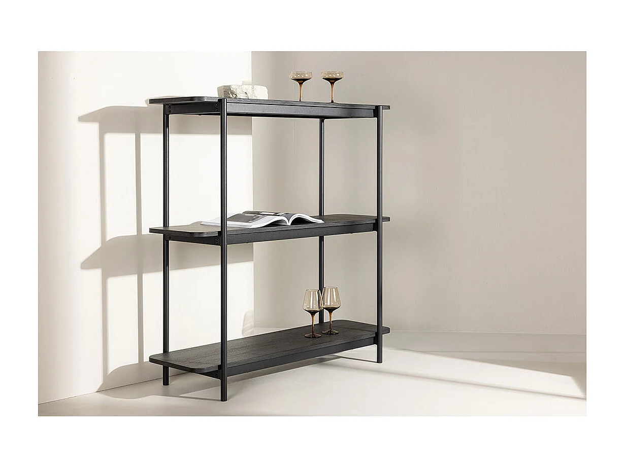 Heim bibliothèque 120 cm 3 étagères noir.
