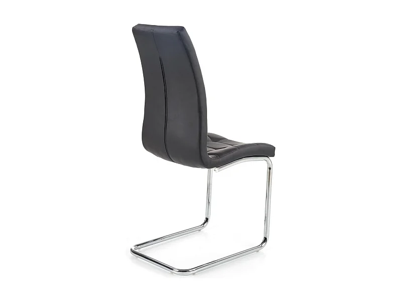 Silla de diseño en ecopiel negra con base cromada Carrie