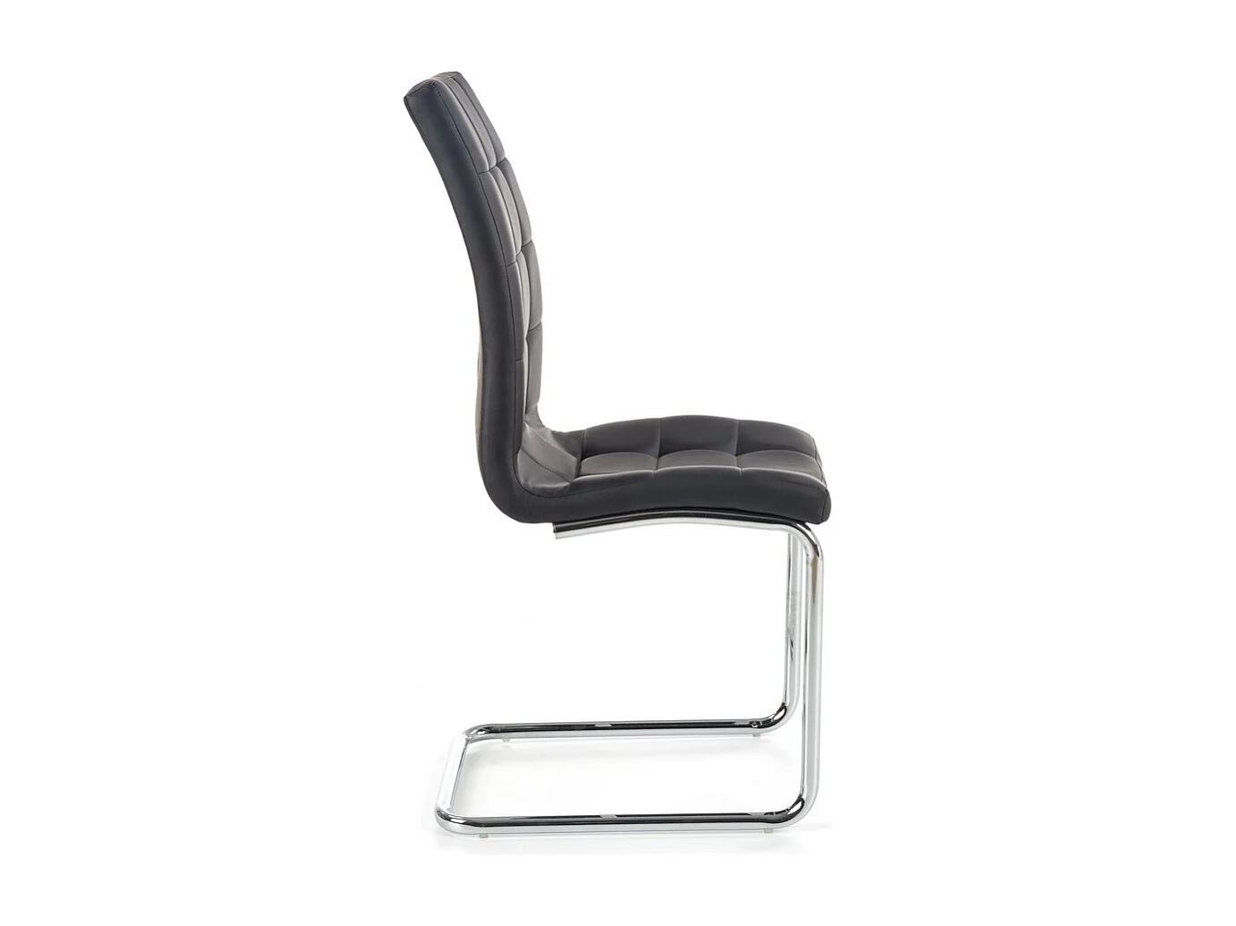 Chaise design en éco-cuir noir avec piètement chromé Carrie