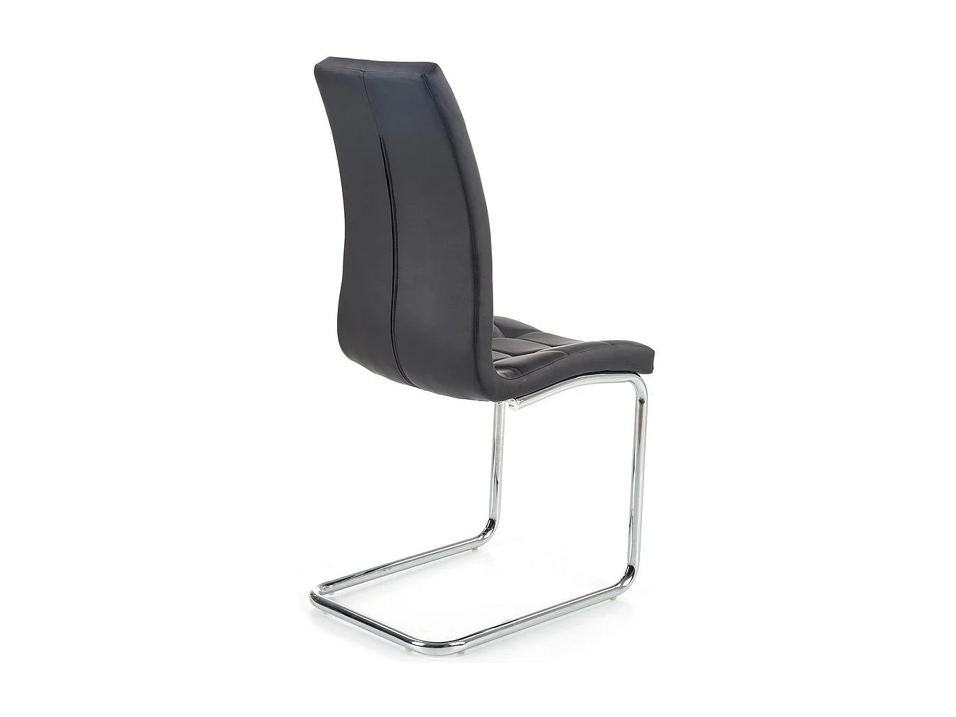 Chaise design en éco-cuir noir avec piètement chromé Carrie