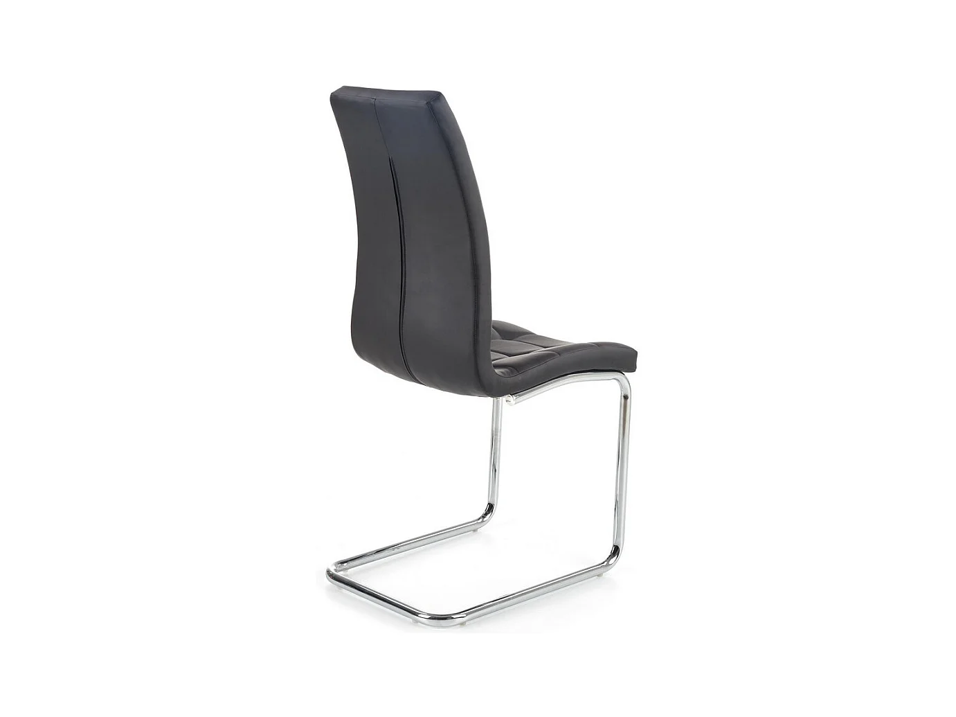 Chaise design en éco-cuir noir avec piètement chromé Carrie