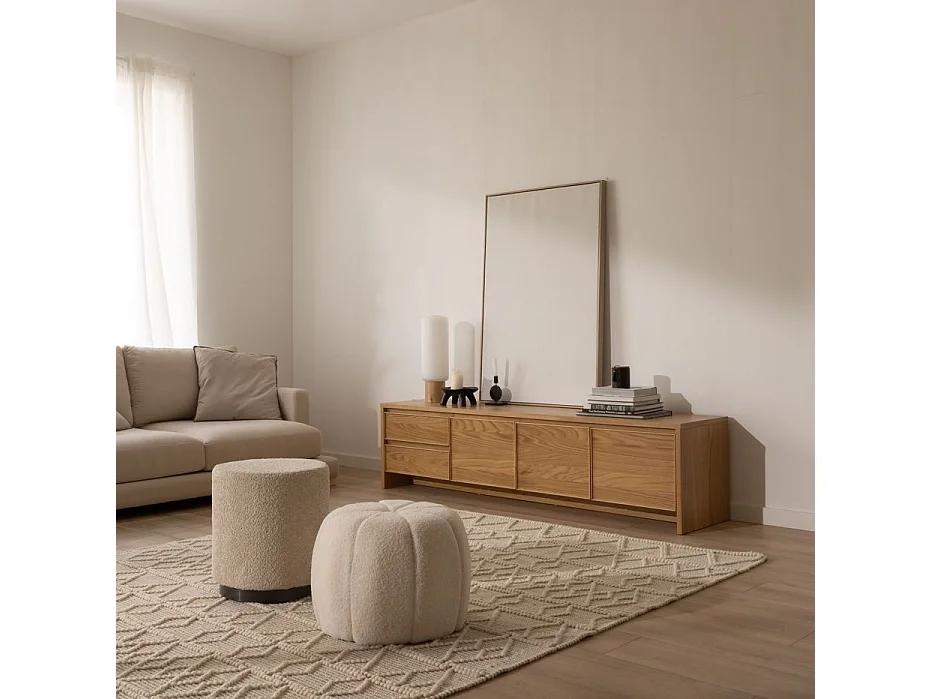 Meuble tv effet bois naturel 200x50