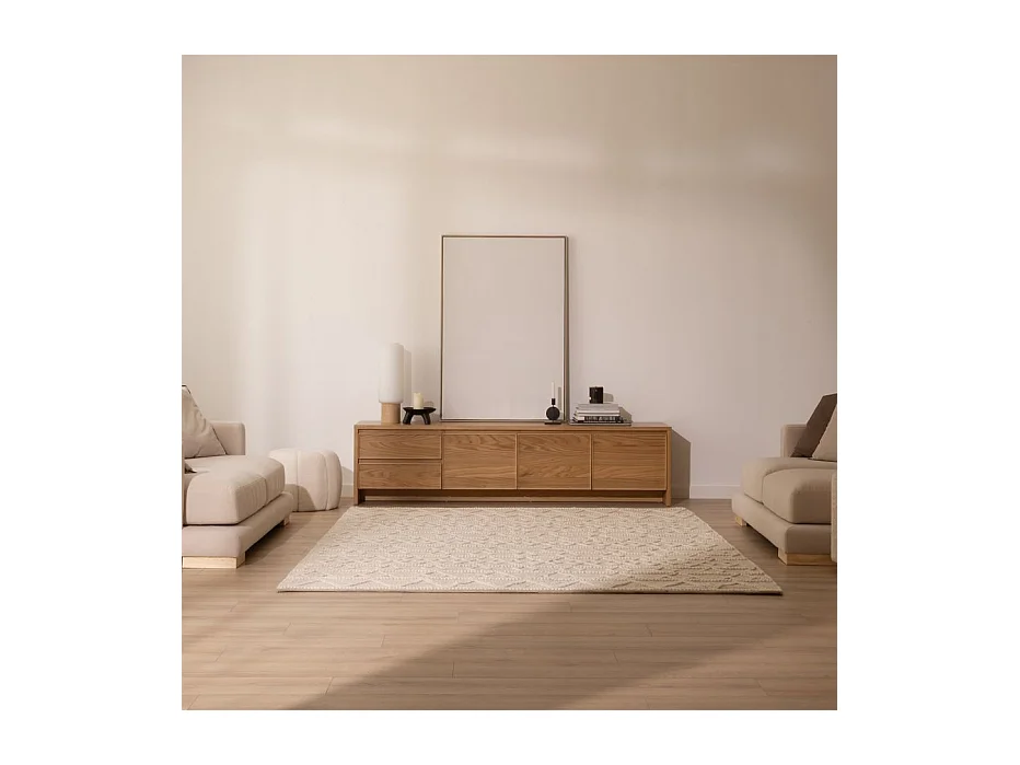Meuble tv effet bois naturel 200x50