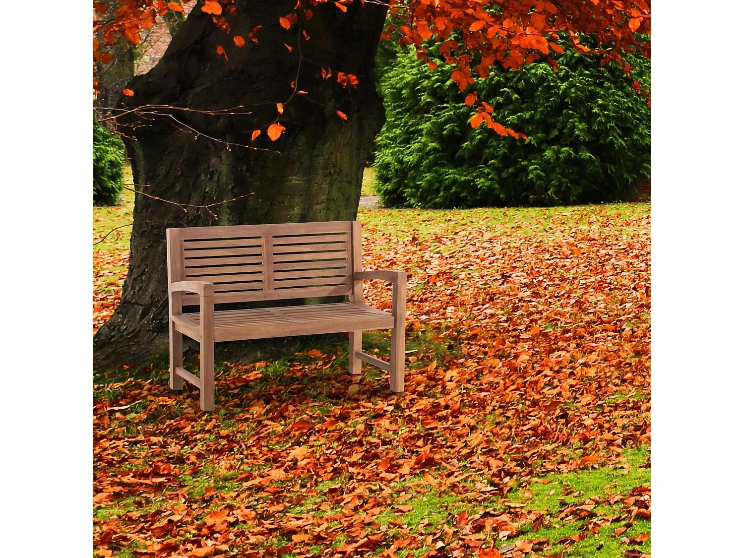 Banc de jardin - Bois - Teck - Teakbank 120 cm mit Abdeckhaube
