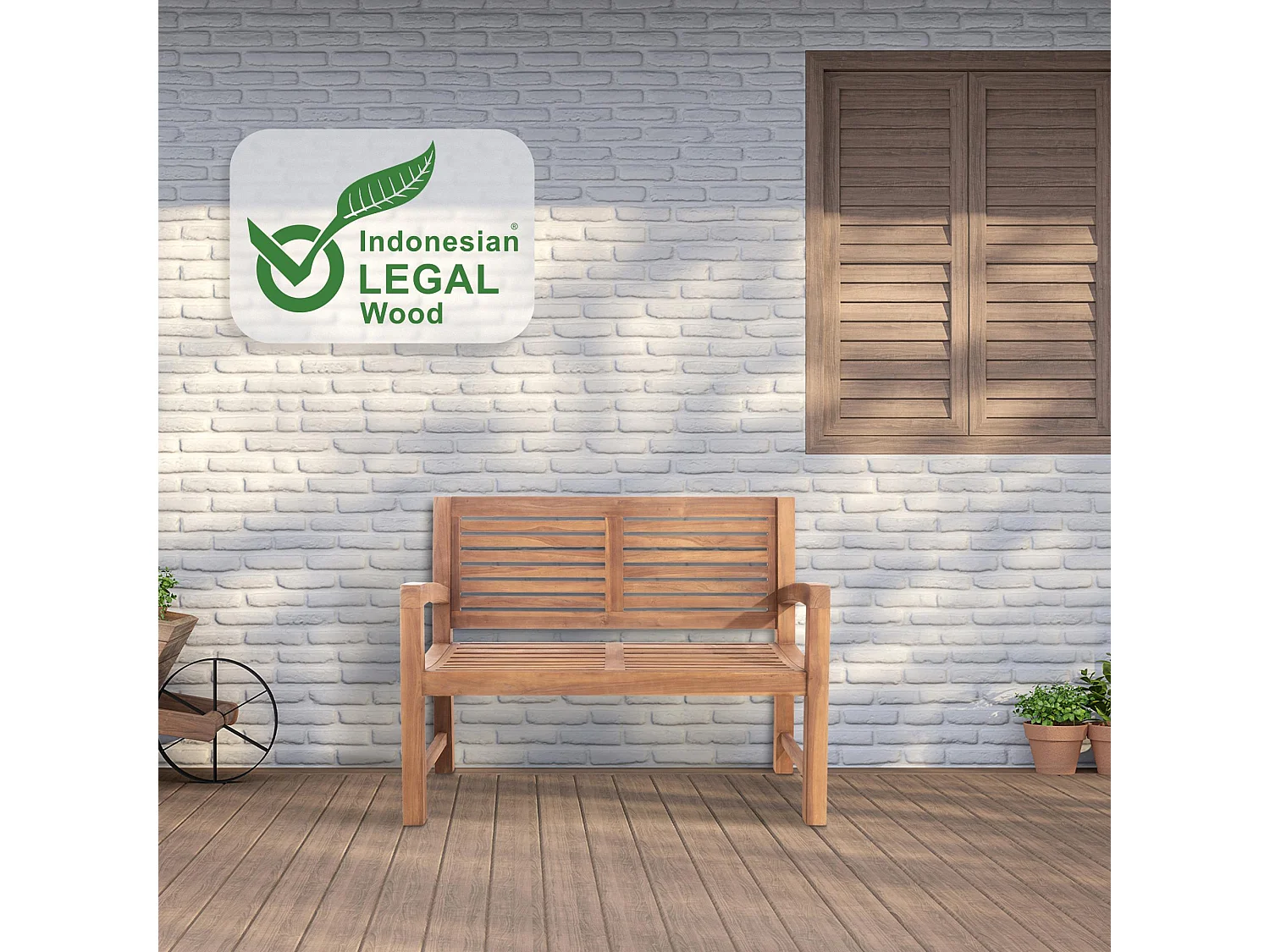 Banc de jardin - Bois - Teck - Teakbank 120 cm mit Abdeckhaube