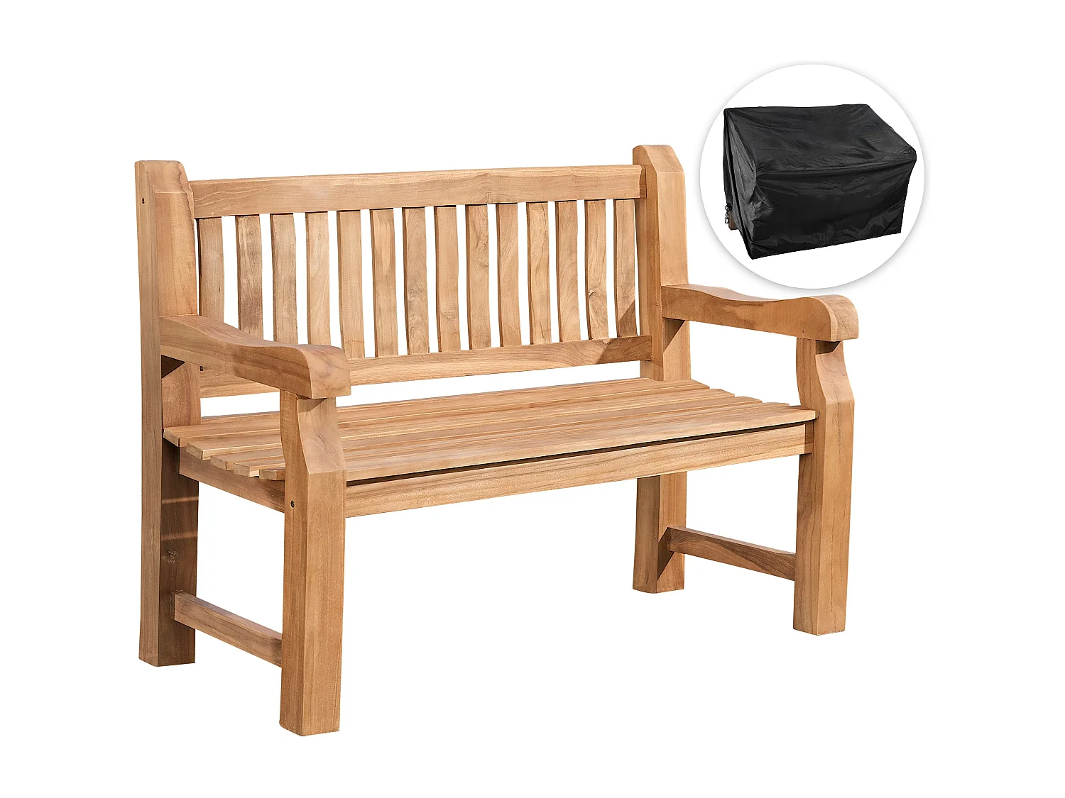 Banc de jardin - Bois - Teck - Teakbank 120 cm mit Abdeckhaube