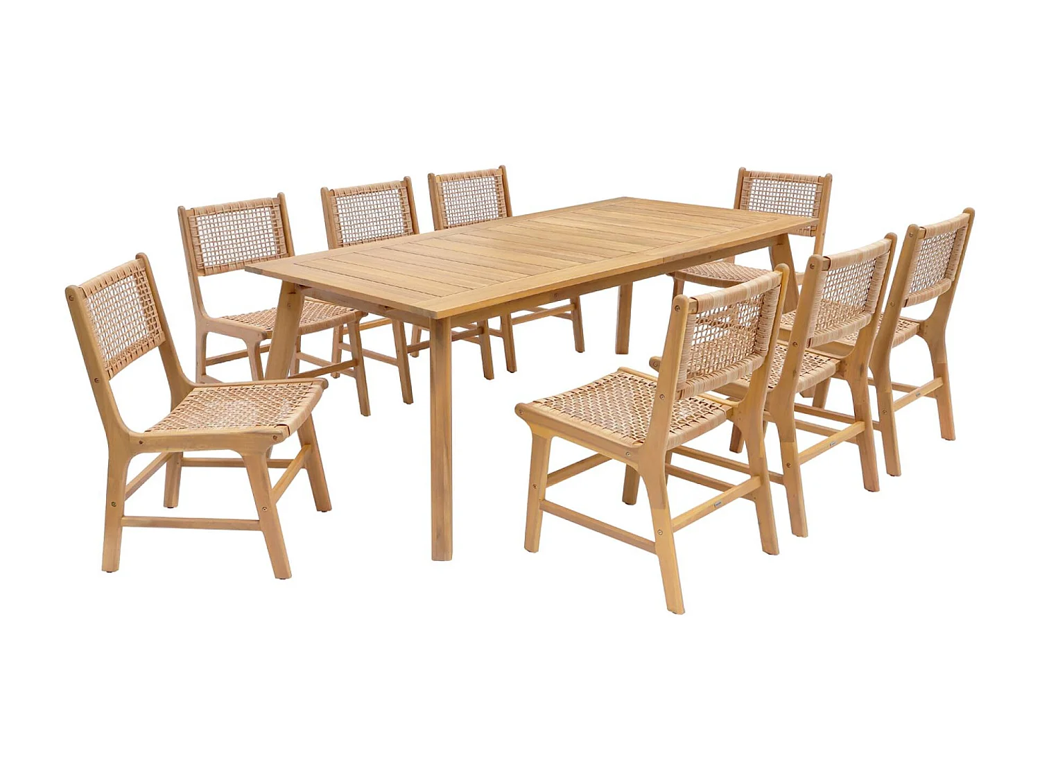 Mesa de jardín extensible madera de acacia con 8 sillas natural