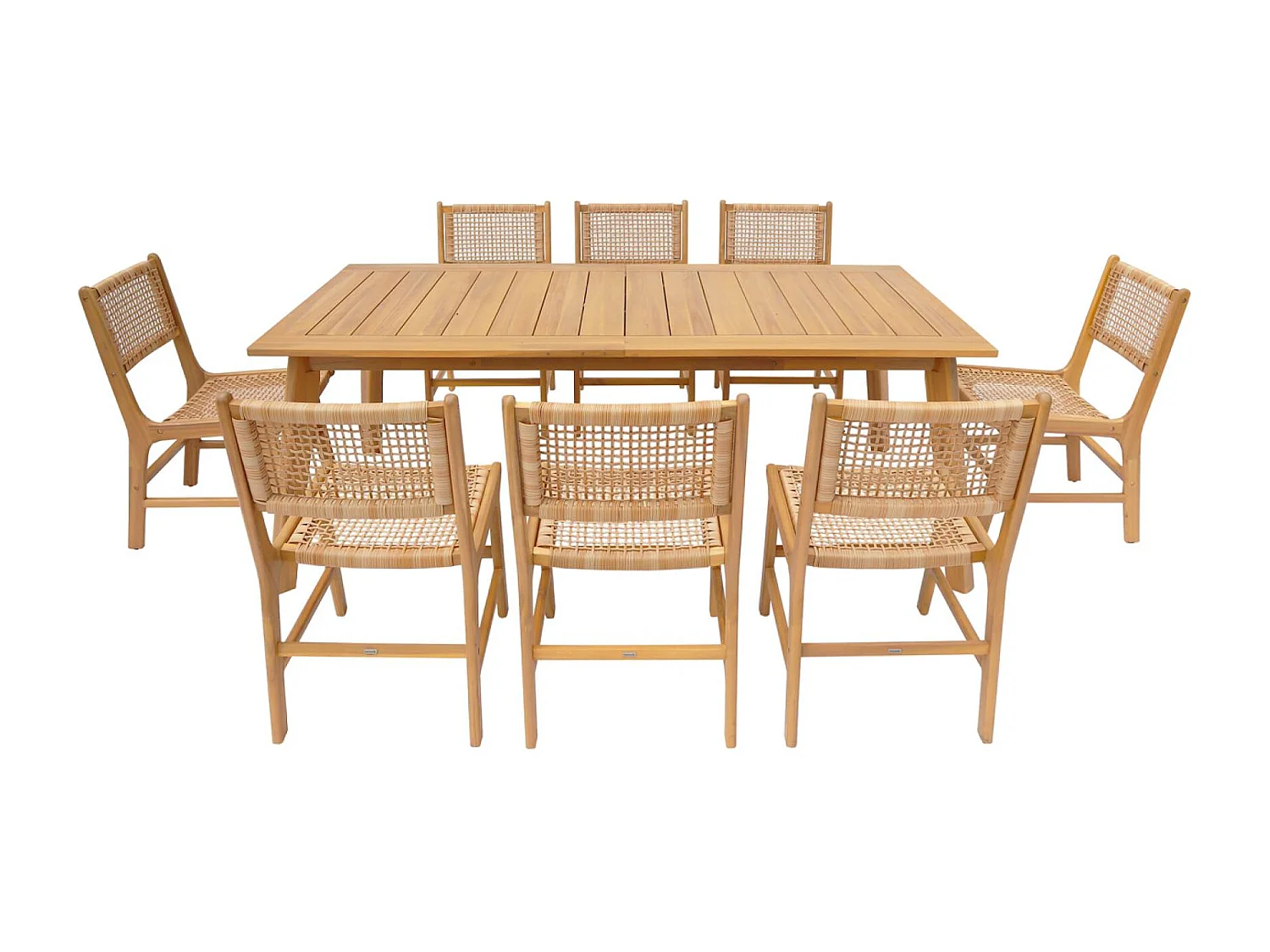 Mesa de jardín extensible madera de acacia con 8 sillas natural