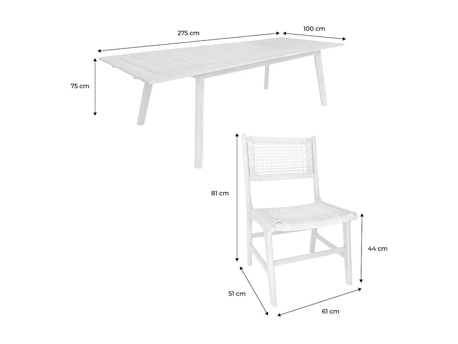 Mesa de jardín extensible madera de acacia con 8 sillas natural