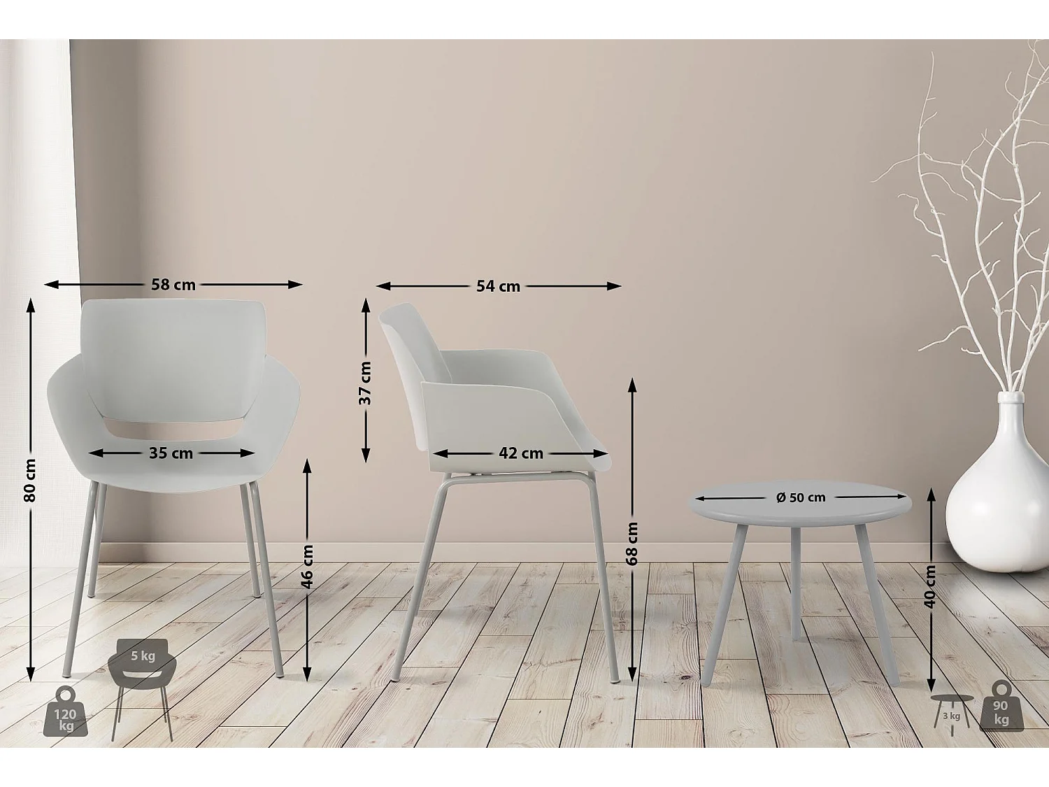 Ensemble de jardin - Table + 4 Chaises - Berena