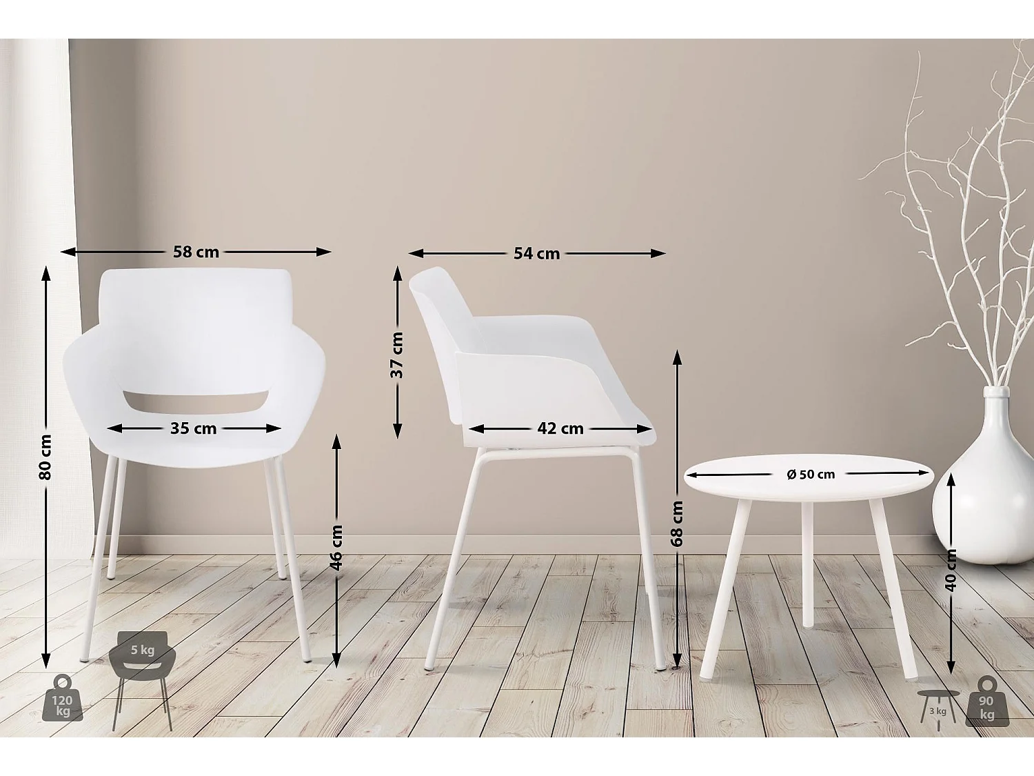Ensemble de jardin - Table + 4 Chaises - Berena