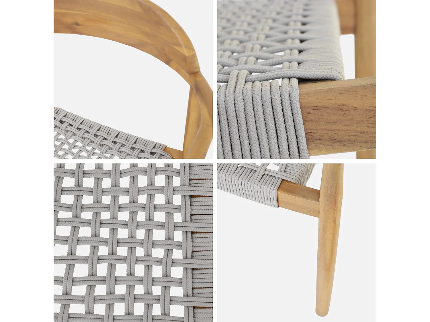 Table de jardin extensible bois d'acacia + 6 assises en résine couleur naturel Palena + Cerina