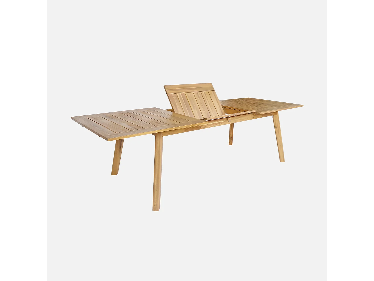 Mesa de jardín extensible de madera de acacia con 6 sillones natural