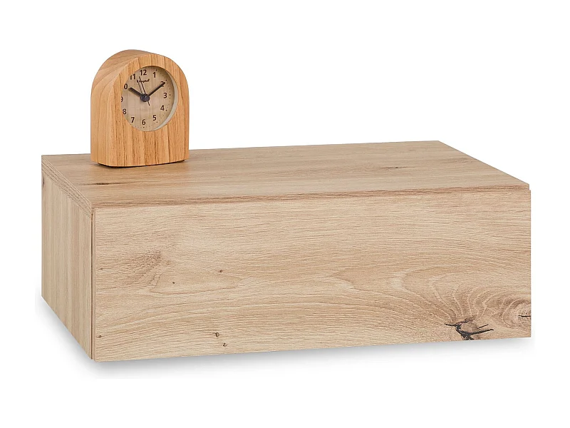 Chevet suspendu OCEANE, en bois coloris chêne artisan étagère murale avec 1 tiroir sans poignée
