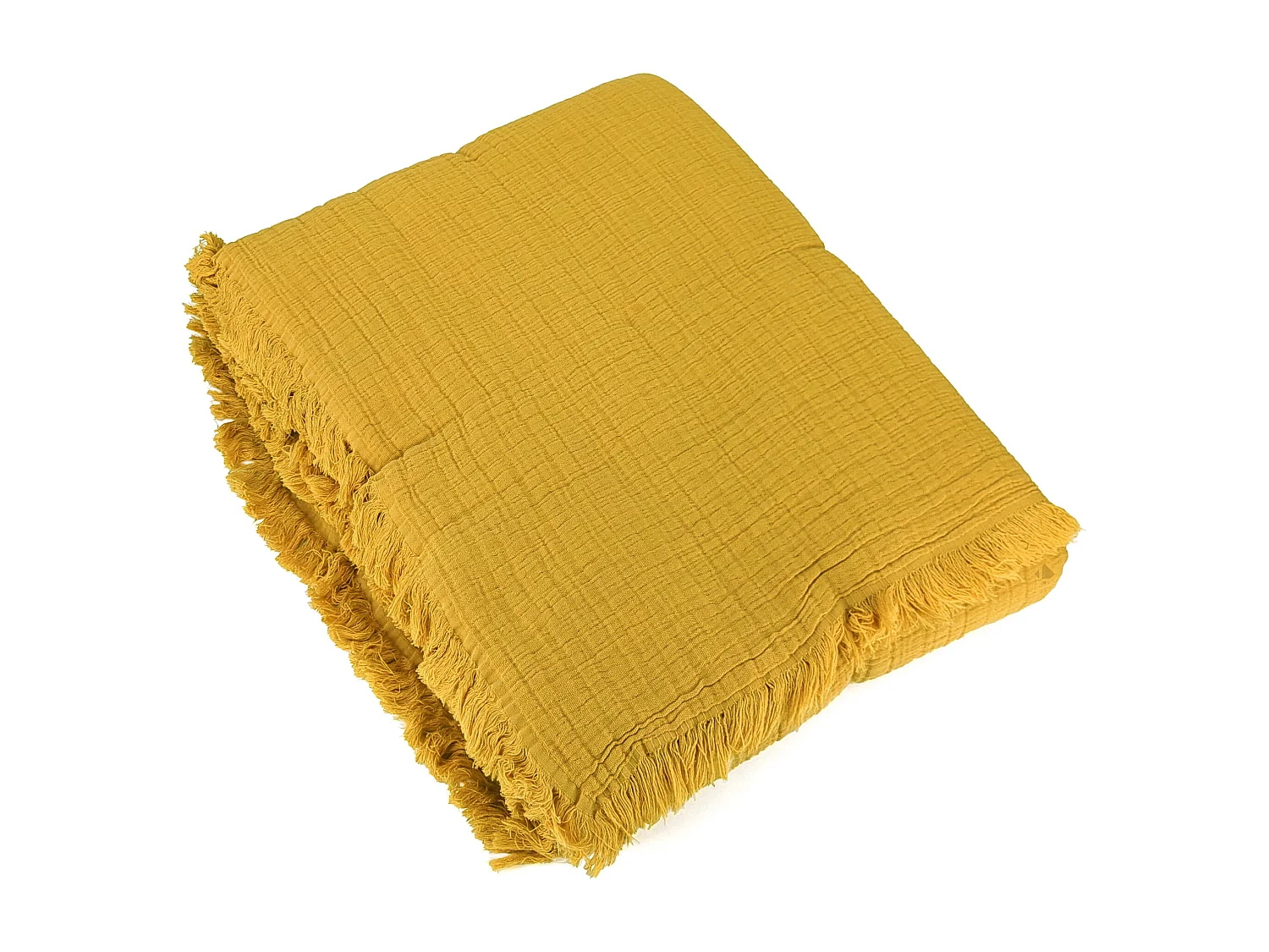 Dessus de lit 230x250 cm BREHAT 100% gaze de coton jaune miel