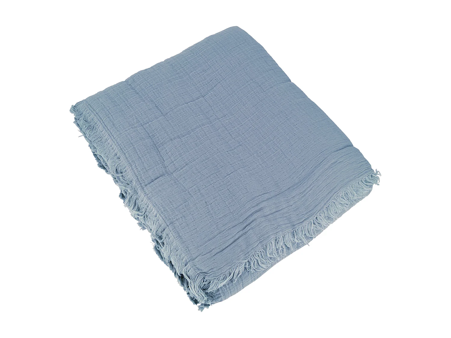 Dessus de lit 270x250 cm BREHAT 100% gaze de coton bleu ciel