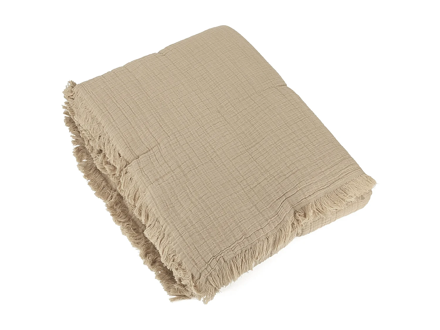 Dessus de lit 270x250 cm BREHAT 100% gaze de coton marron galet