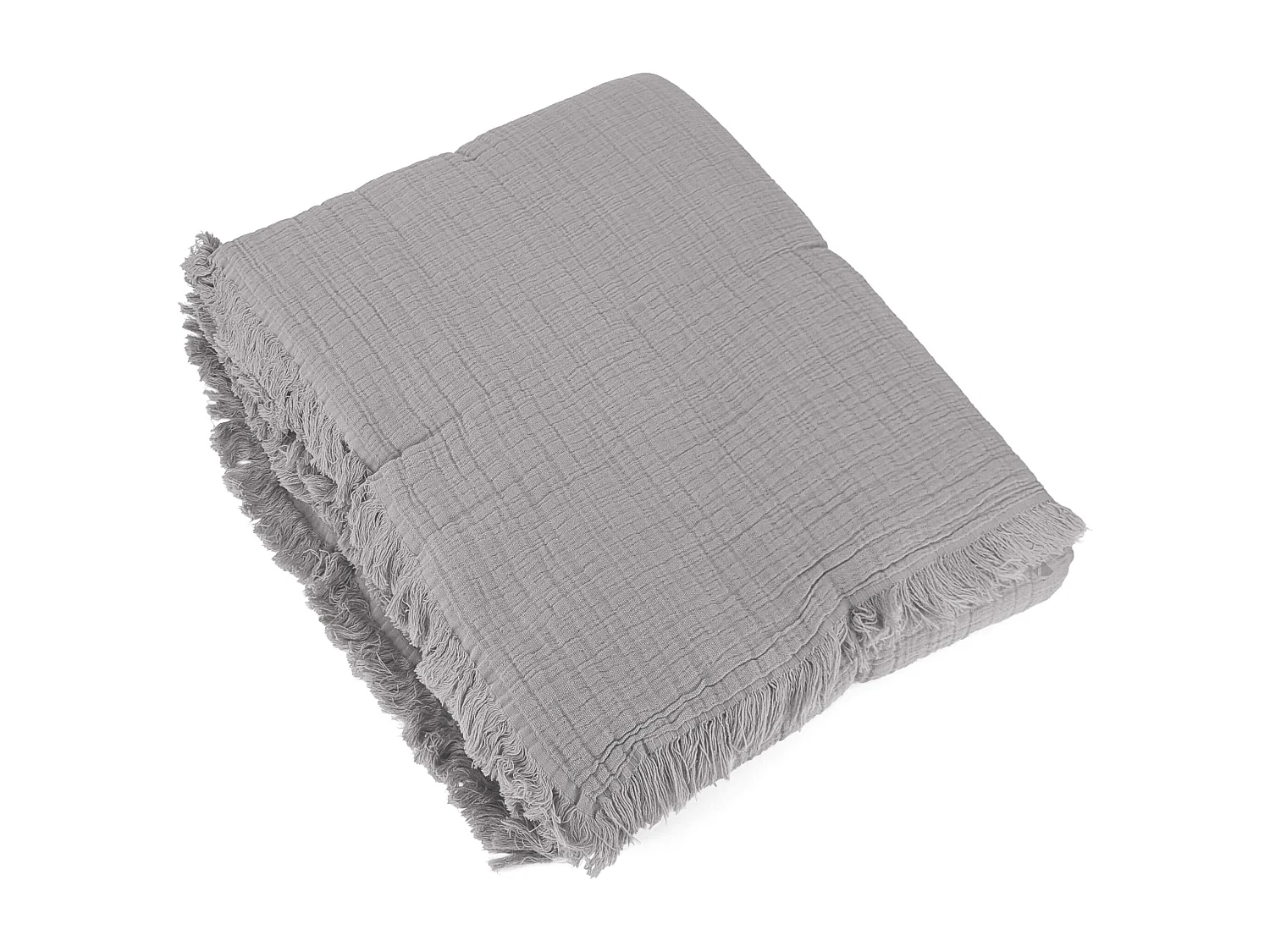 Dessus de lit 270x250 cm BREHAT 100% gaze de coton gris flanelle