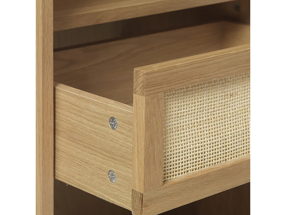 Meuble vitrine 2 portes 2 tiroirs - Bois et rotin - CAPRI