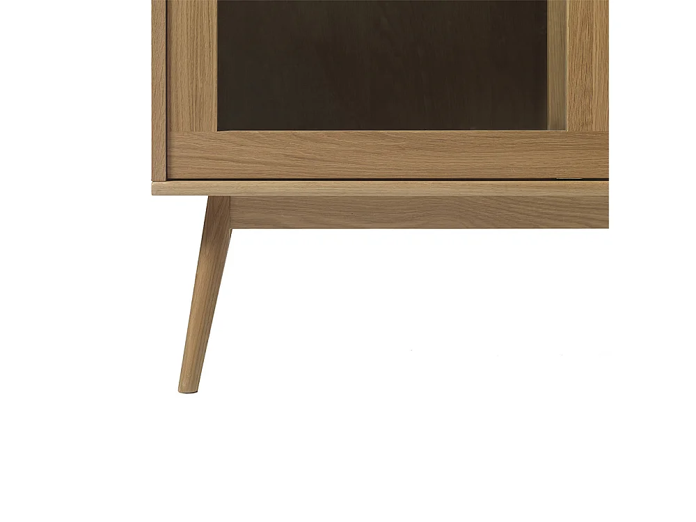 Meuble vitrine 2 portes 2 tiroirs - Bois et rotin - CAPRI