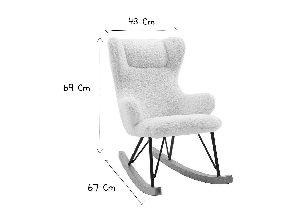 Kinder-Schaukelstuhl Lammfell-Optik SHAUN