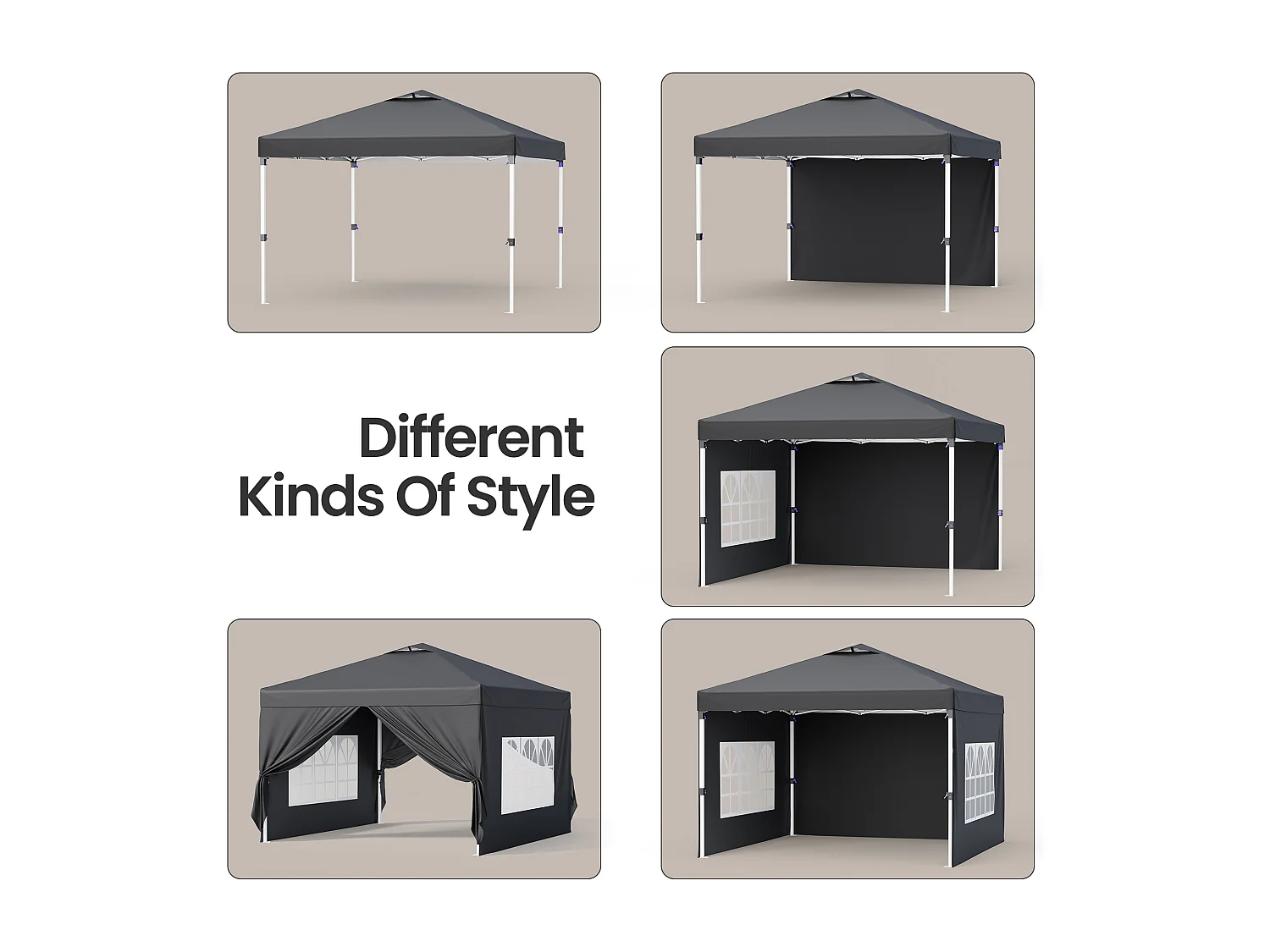 Bealife vouwbare tuinhuis 3 m x 3 m – Eenvoudig te monteren, Groot oppervlak, zwart