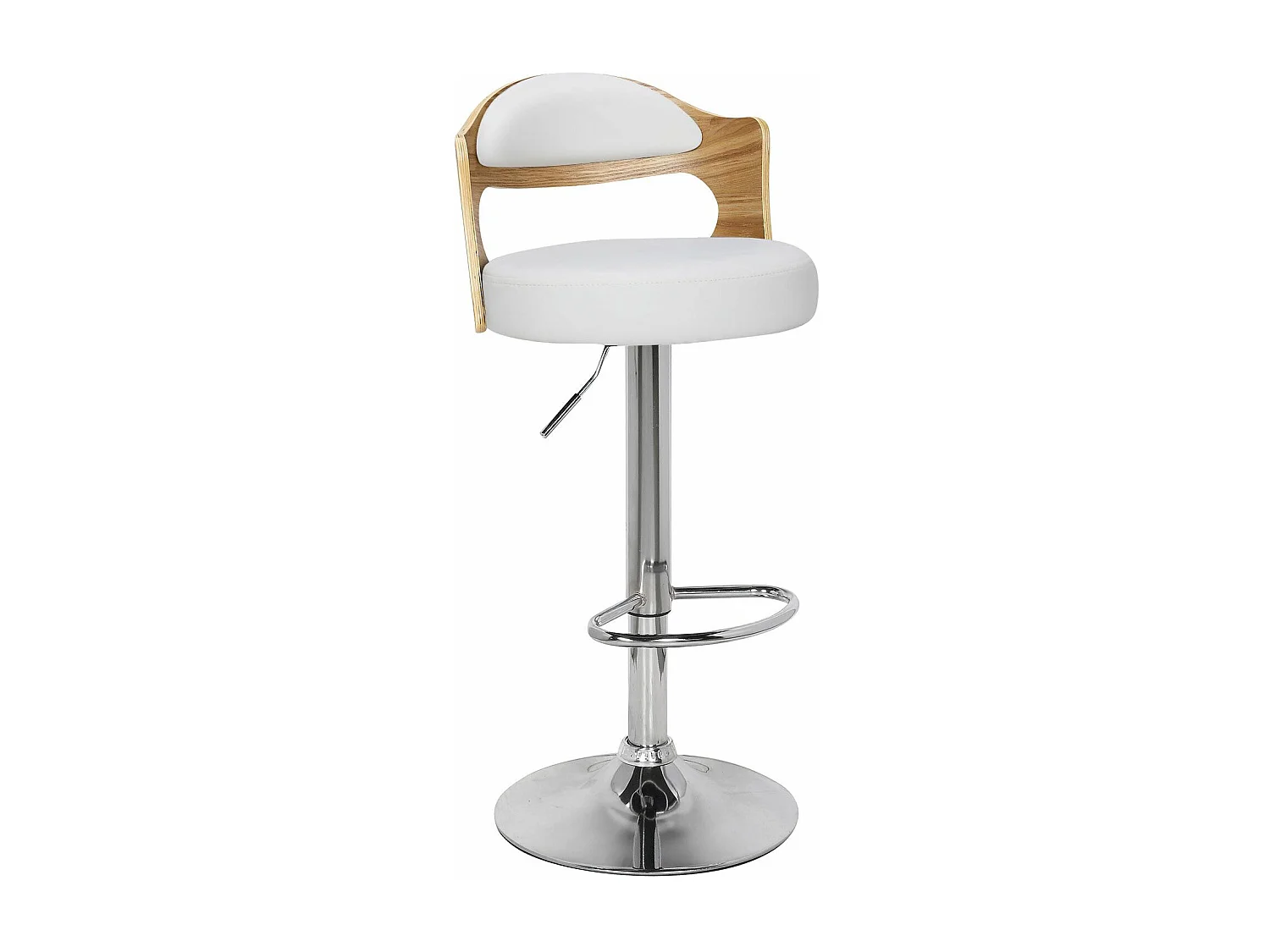 Lot de 4 chaises de bar Ruben Chêne clair et Simili Blanc