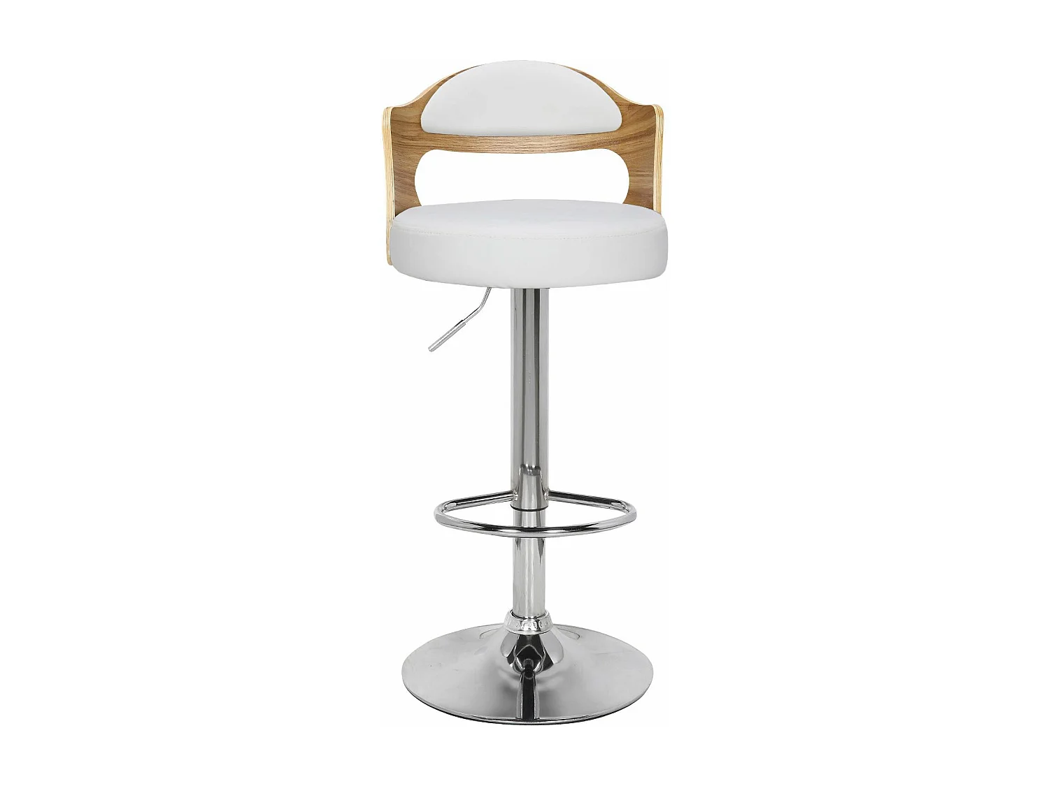 Lot de 4 chaises de bar Ruben Chêne clair et Simili Blanc