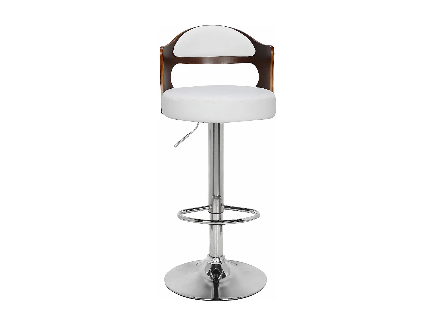 Lot de 4 chaises de bar Ruben Bois Noisette et Simili Blanc