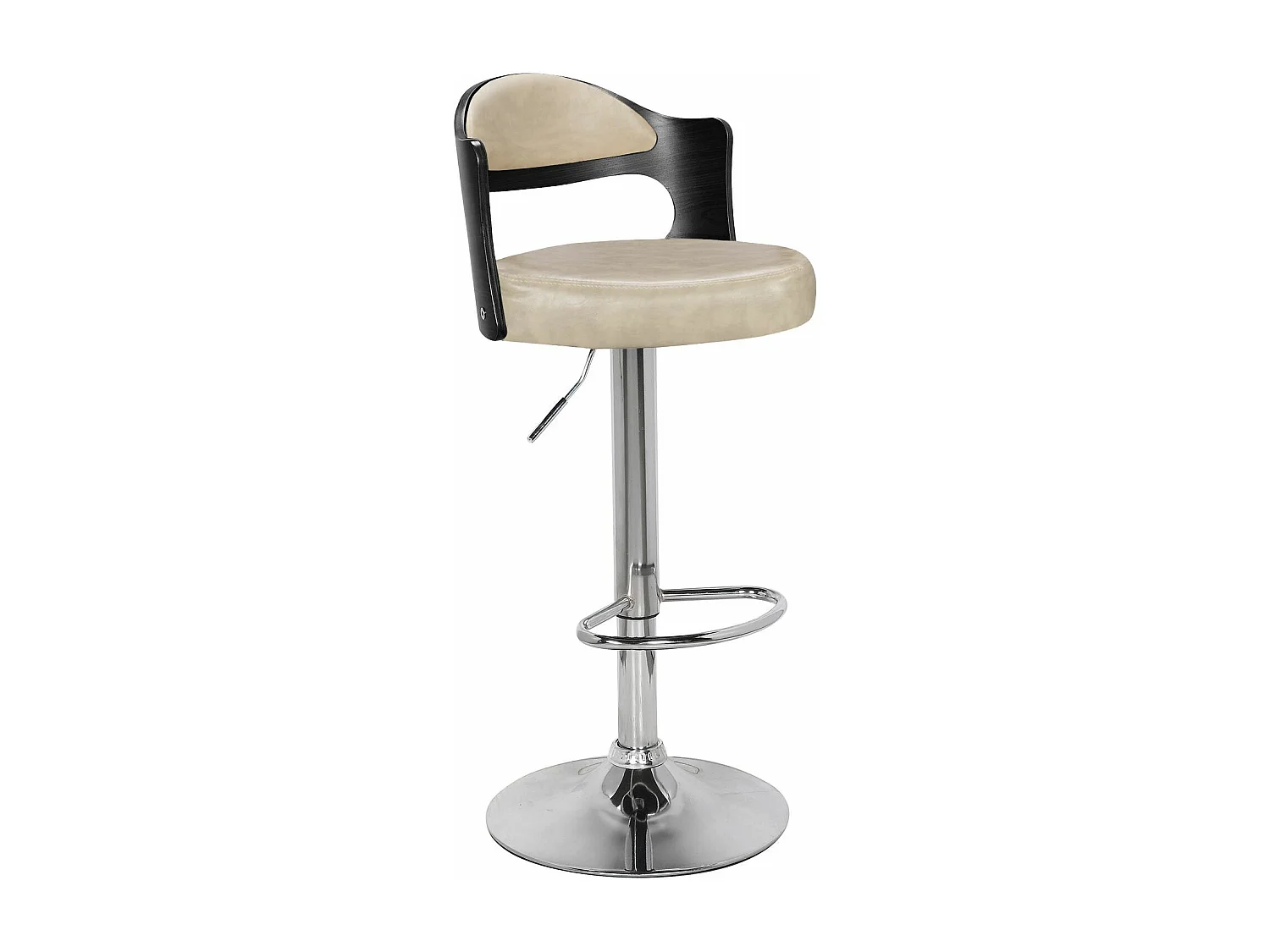 Lot de 4 chaises de bar Ruben Bois Noir et Simili Crème