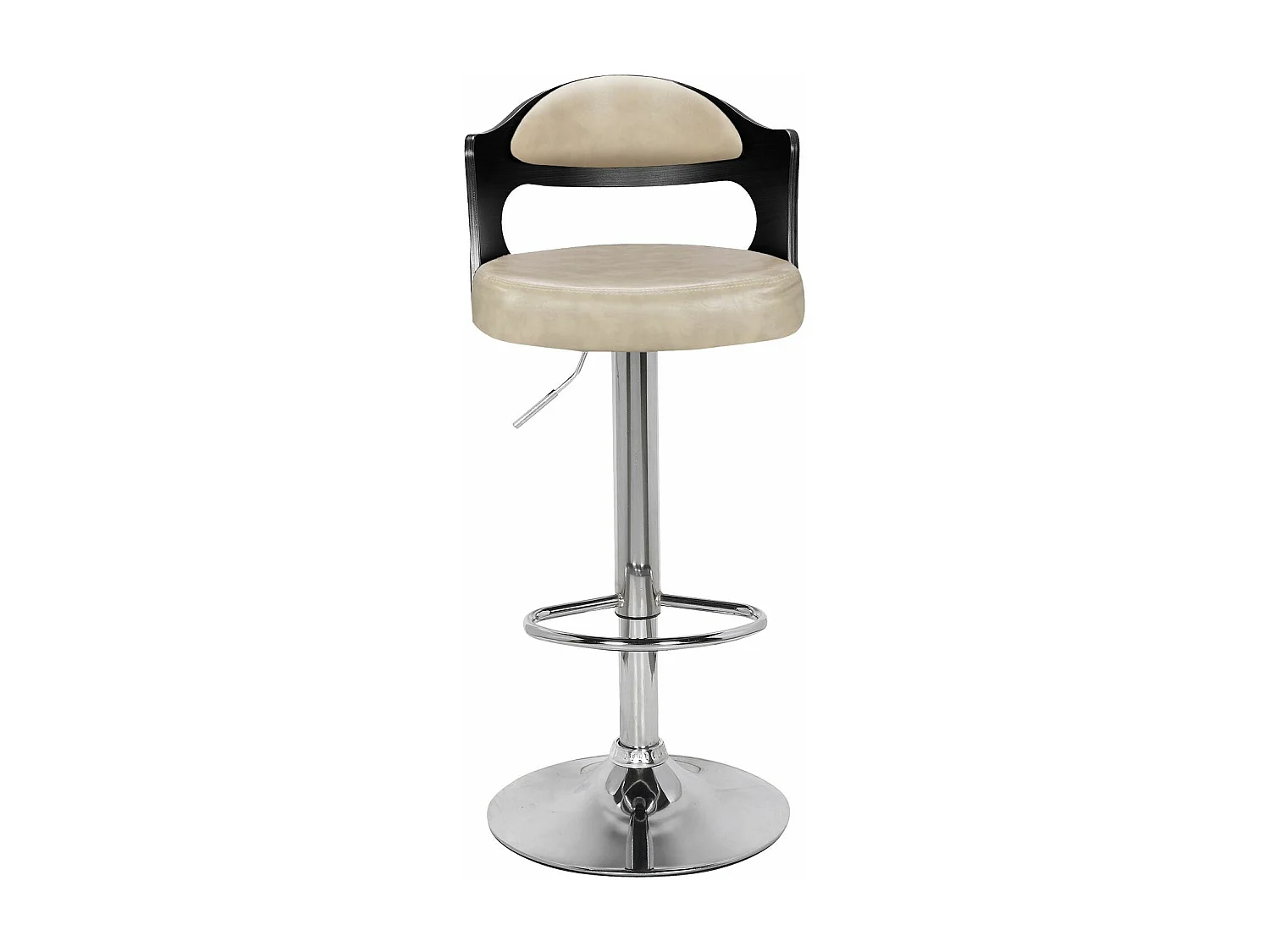 Lot de 4 chaises de bar Ruben Bois Noir et Simili Crème