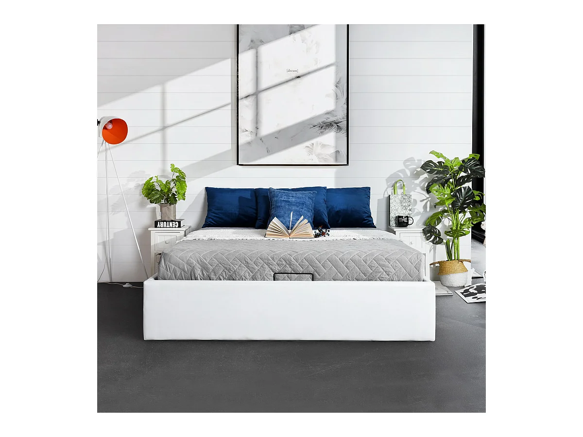 Lit coffre 140x190cm sans matelas,majesty