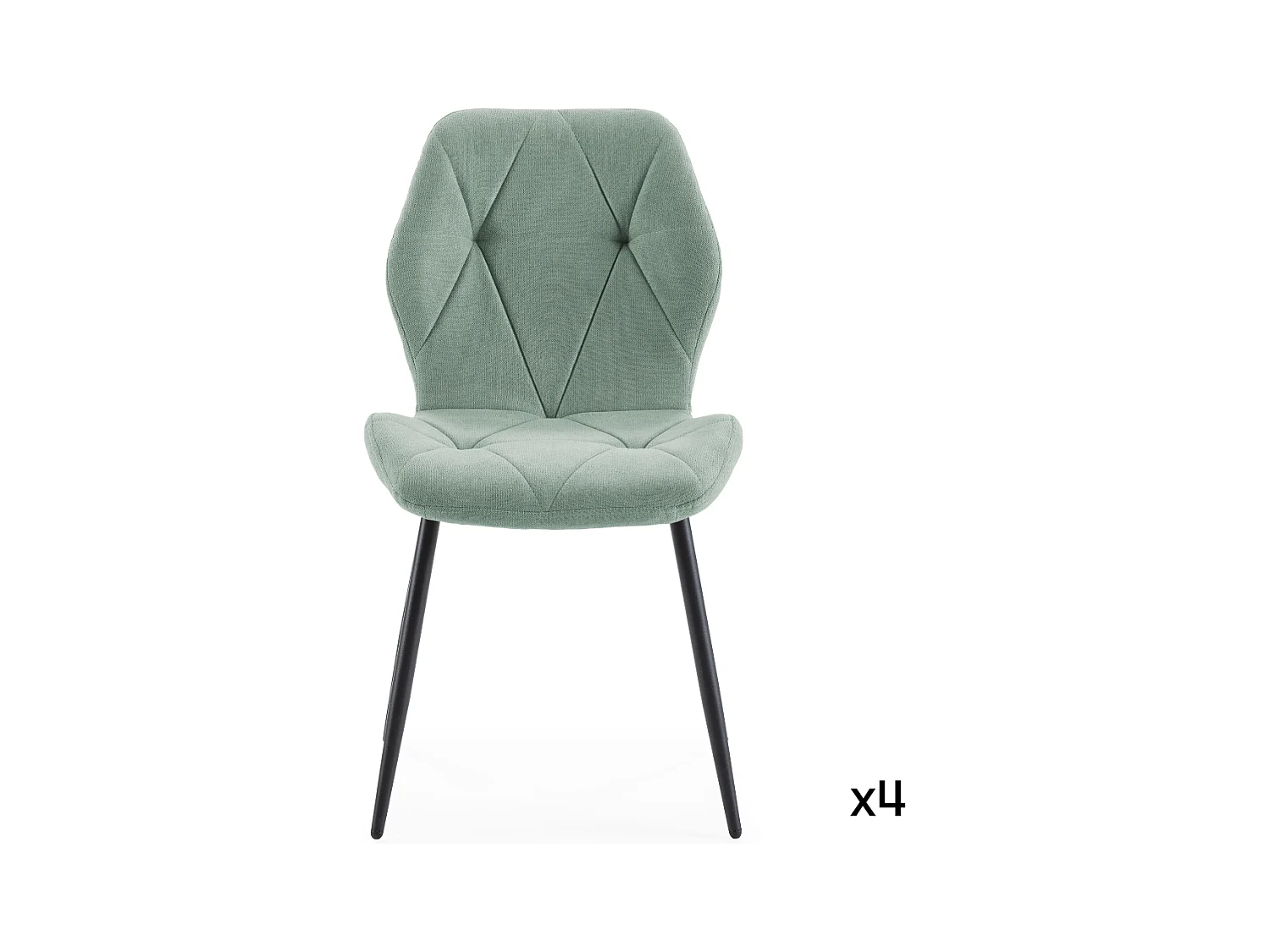 Lot de 4 chaises en tissu avec pieds en métal noir L47,5 cm - LUNA