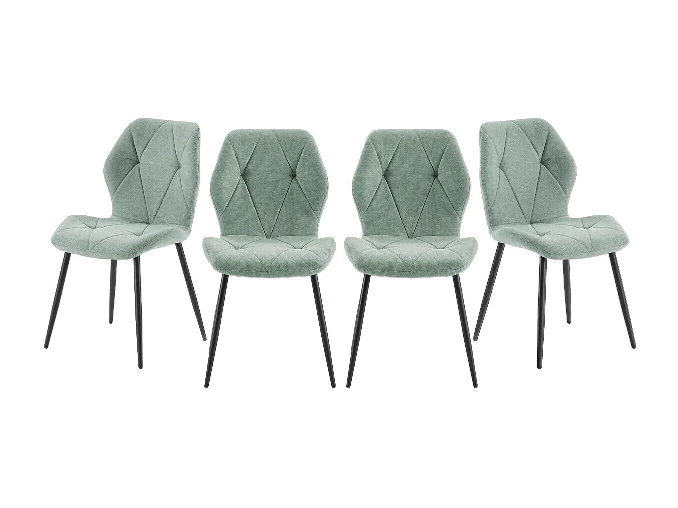 Lot de 4 chaises en tissu avec pieds en métal noir L47,5 cm - LUNA