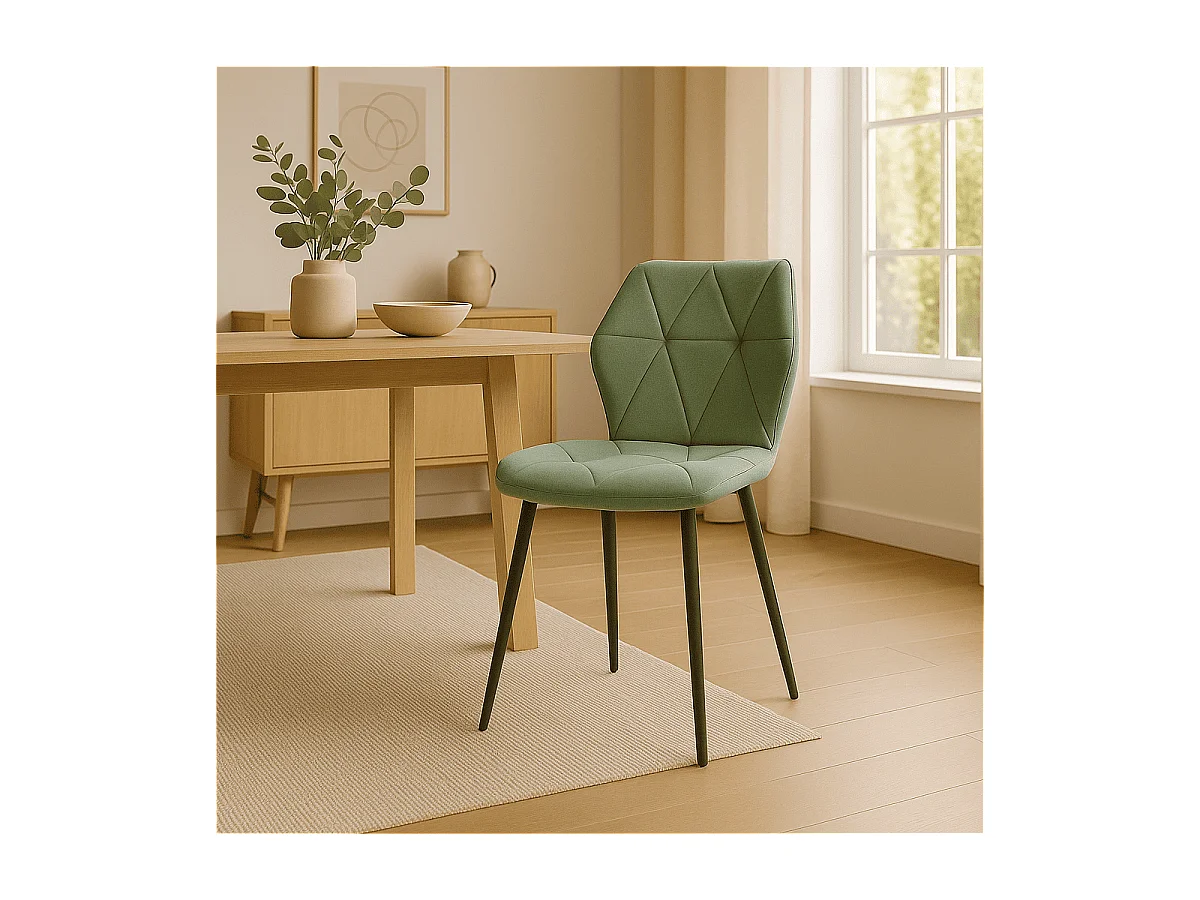 Lot de 4 chaises en tissu avec pieds en métal noir L47,5 cm - LUNA