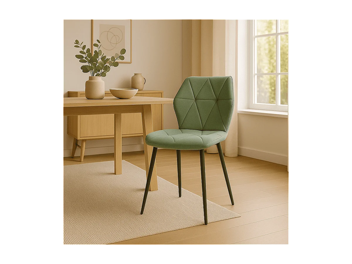 Lot de 4 chaises en tissu avec pieds en métal noir L47,5 cm - LUNA