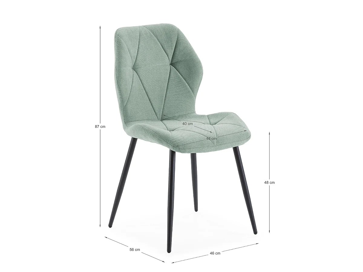 Zestaw 4 krzeseł z tkaniny z czarnymi metalowymi nogami L47,5 cm - LUNA