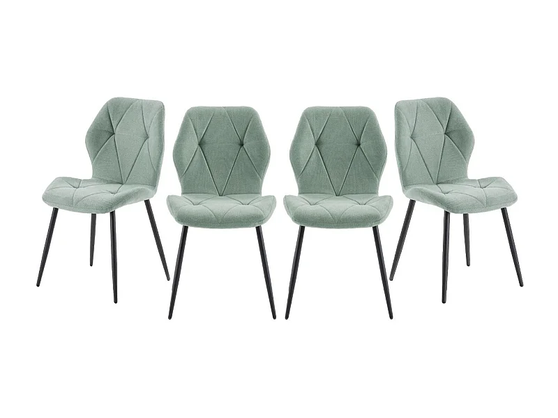 Lot de 4 chaises en tissu avec pieds en métal noir L47,5 cm - LUNA