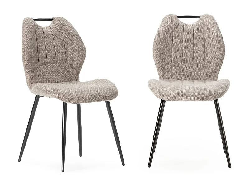 Lot de 4 chaises en tissu avec pieds en métal noir L48 cm - MULI