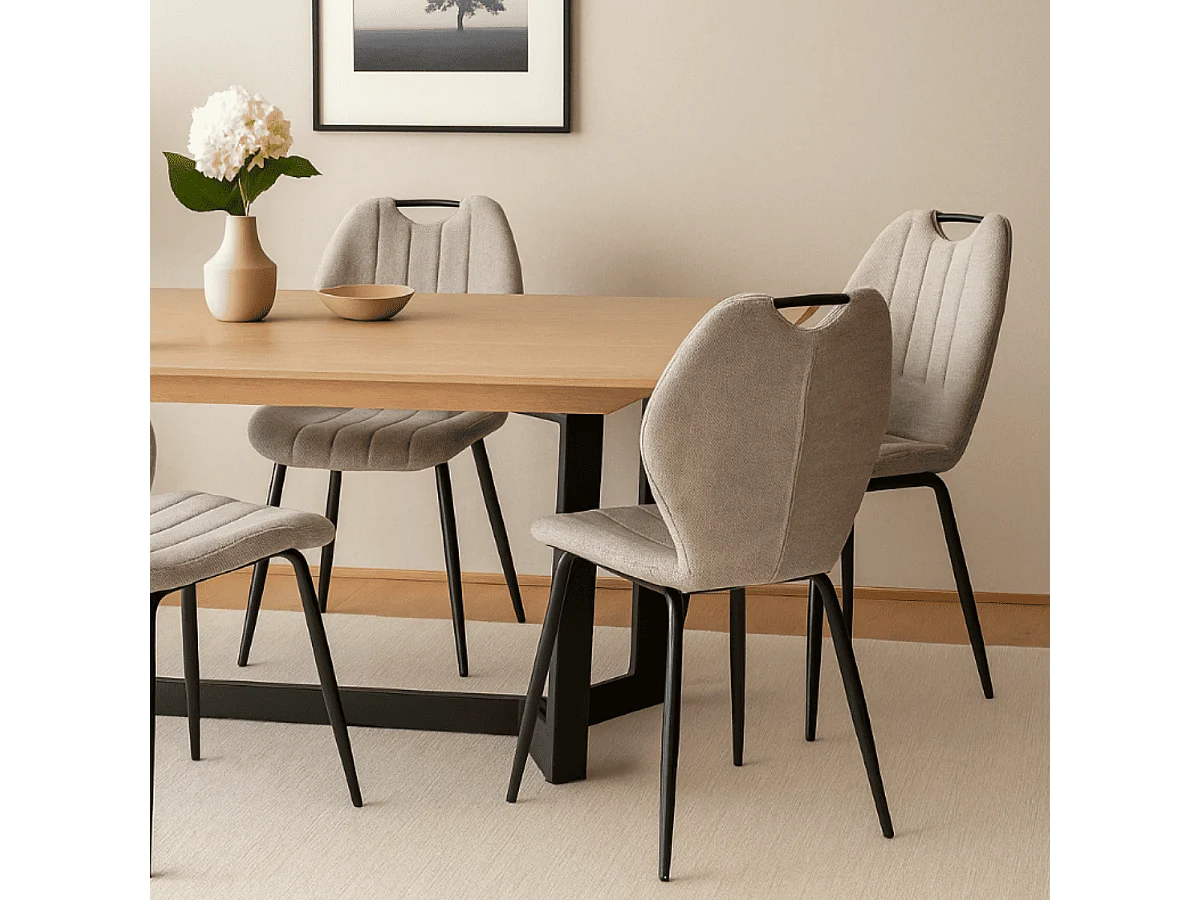 Lot de 4 chaises en tissu avec pieds en métal L48 cm - MULI