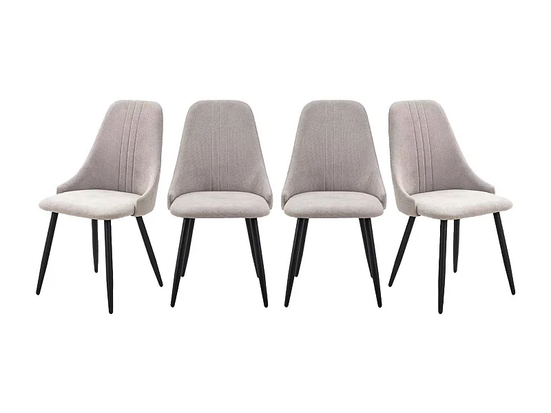 Lot de 4 chaises en tissu avec pieds en métal noir L50 cm MANI
