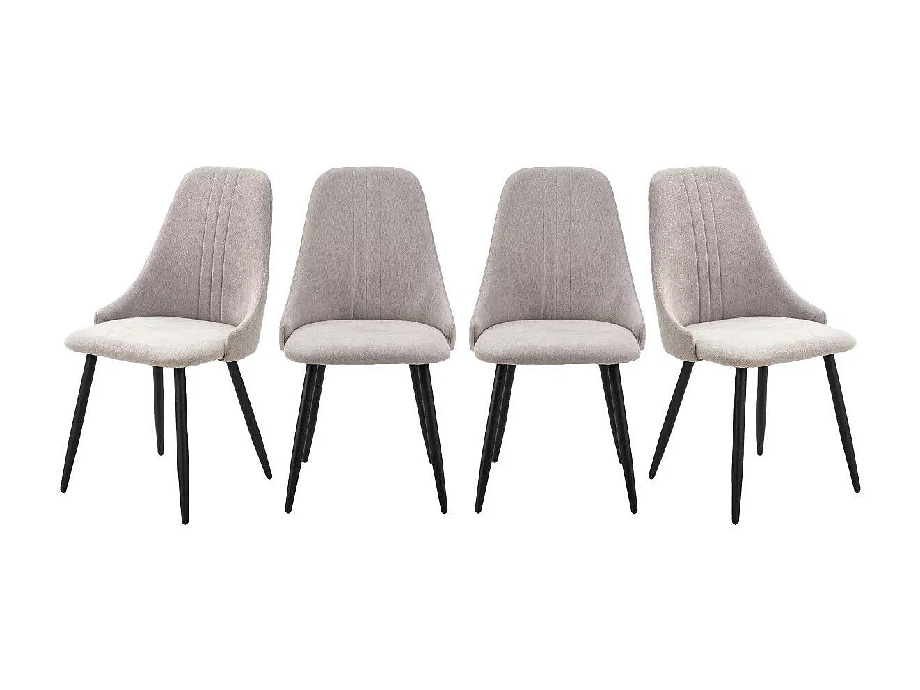 Lot de 4 chaises en tissu avec pieds en métal noir L50 cm MANI